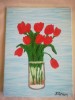 TABLOU PE PANZA CU SASIU NOU 30X40 CM VAS CU LALELE LA PRETUL DE DOAR 10 LEI