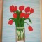 TABLOU PE PANZA CU SASIU NOU 30X40 CM VAS CU LALELE LA PRETUL DE DOAR 10 LEI
