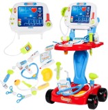 Set medical Little Doctor cu carucior mobil, 17 piese, albastru, MalPlay 104521