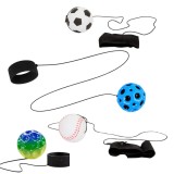 Cumpara ieftin Pachet 4 mingi cu bratara pentru mana, fotbal alb-negru, baseball alb-rosu, Space Moon Ball albastra si verde multicolor, 66 mm, joc activ pentru refl