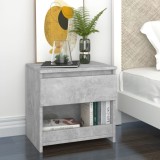 Noptiera Gossi gri beton 40x30x39 cm, PAL, cu sertar si compartiment, masa de canapea