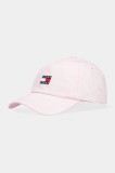 Tommy Jeans șapcă de baseball din bumbac culoarea roz, cu imprimeu, AW0AW16991