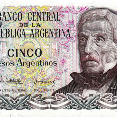 ARGENTINA █ bancnota █ 5 Pesos Argentinos █ 1983-84 █ P-312 █ UNC necirculata