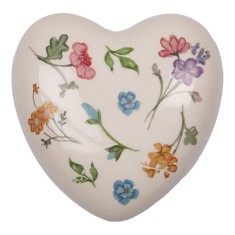 Decoratiune Inimioara cu Flori ceramica multicolora 12x12x4 cm
