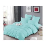 Cumpara ieftin Lenjerie de Pat Dublu, Bumbac Finet-Creponat, 6 Piese, Azuriu-LJ1099