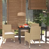 VidaXL Set mobilier de grădină cu perne, 5 piese, bej, poliratan