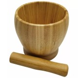 Mojar din bambus natural cu pistil, pentru condimente si ierburi 9.8 x 9 cm, Kinghoff