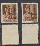 1945 ROMANIA Posta Salajului timbru local neuzat 1P pe 4f x2 MNH tipuri diferite, Stampilat