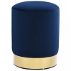 Taburet Catifea Albastru Auriu 28x36 cm Butoi Design Elegant Scaun Living Dormitor Hol