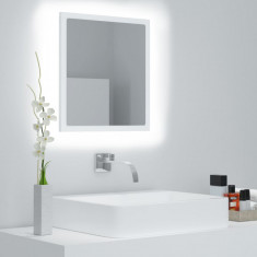 Oglinda de baie cu LED, alb, 40x8,5x37 cm, acril foto