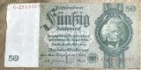 BNKSTR02DE Bancnotă Germania 50 Reichsmark 30 Martie 1933, Serie Roșie, Stare F-VF (Foarte Bună, Margini Complete, Fără Rupturi)
