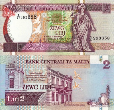 MALTA 2 lire (1967-1994) UNC!!! foto