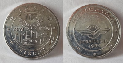 CFR Pascani UMEMAR aniversare 115 ani 1869-1984 medalie foto