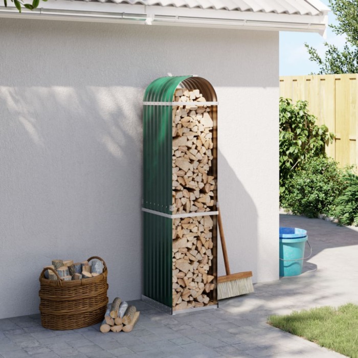 Gossi suport pentru busteni verde 40x45x170 cm otel galvanizat