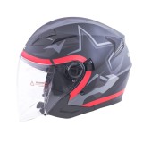 Casca moto W-TEC Barcela Vermella Open-Face, Viziera Rabatabila Anti-Zgarieturi, Parasolar Exterior, ECE 22.06