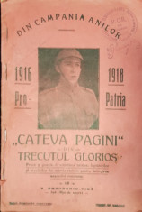 DIN CAMPANIA ANILOR 1916-1918, PRO-PATRIA &amp;quot;CATEVA PAGINI&amp;quot; DIN TRECUTUL GLORIOS de V. GHEORGHIU-VICA - CONSTANTA, 1919 foto