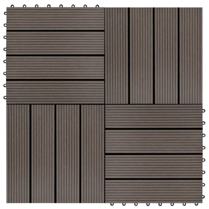 vidaXL Plăci de pardoseala 11 buc, maro &icirc;nchis, 30 x 30 cm, WPC, 1mp