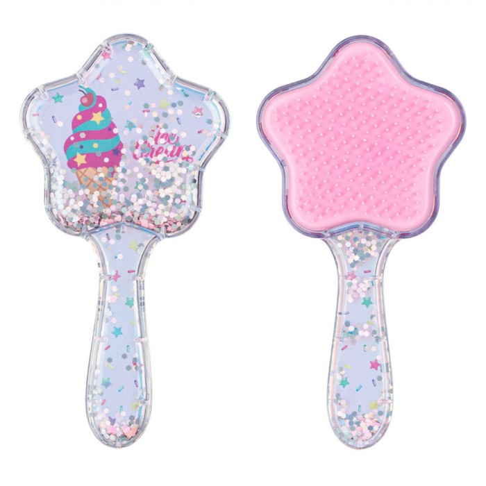 Perie Păr, Model &Icirc;nghețată, Glitter, Roz, 17x9cm, Plastic pentru Copii