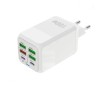 Incarcator retea 150W USB-C si USB-A 6 porturi fast charge cu display LED universal telefon laptop alb compact