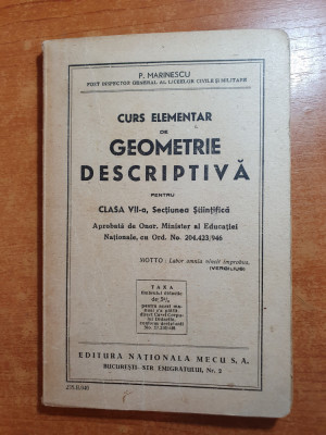 manual de geometrie descriptiva pentru clasa a 7-a - din anul 1946 foto