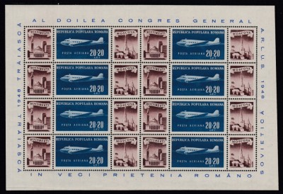 ROMANIA 1948 LP 241a AL DOILEA CONGRES ARLUS IN COALA DE 8 TIMBRE CU VINIETE+EROARE STARE MNH foto