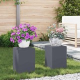 Cumpara ieftin Suporturi pentru plante pentru exterior, 2 piloni, antracit, 24x24x35 cm, din oțel