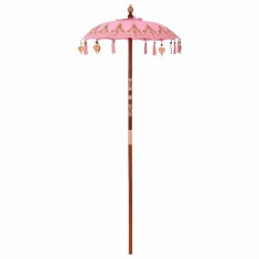 vidaXL Parasol Balinez Altele Roz x 260 cm Bumbac și lemn masiv