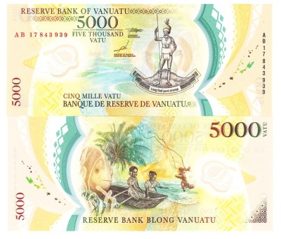 Vanuatu 5 000 5000 Vatu 2017 P-19 Polimer UNC foto