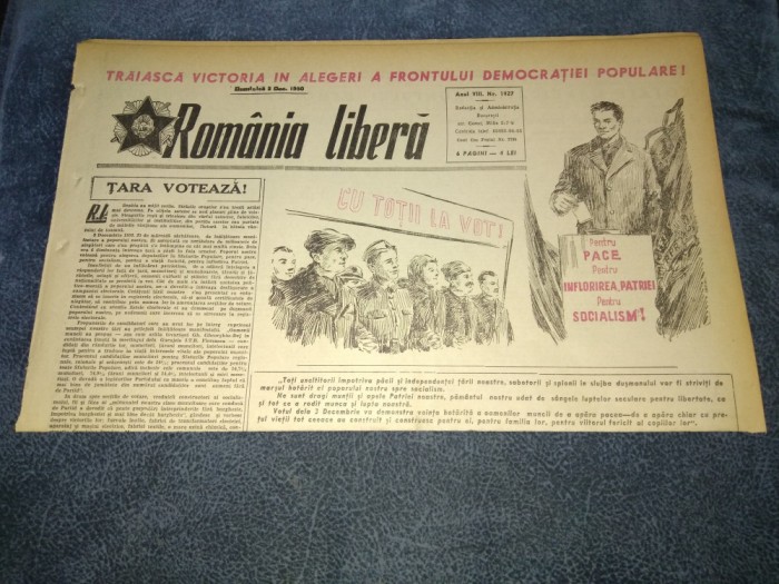ZIARUL ROMANIA LIBERA 3 DECEMBRIE 1950