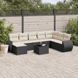 Cumpara ieftin Gossi set mobilier de gradina cu perne, 9 piese, negru, poliratan