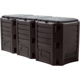 Compostor de gradina, 3 module, Module Compogreen, 1200 L, negru, 198x71.9x82.6 cm, Prosperplast GartenVIP DiyLine