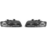 Set faruri tuning Audi A4 (B6) 11.2000-11.2004 BestAutoVest fata stanga-dreapta day time running light transparent-negru