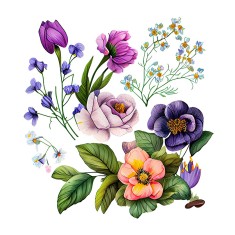 Sticker decorativ, Flori, Multicolor, 63 cm, 1216STK-4