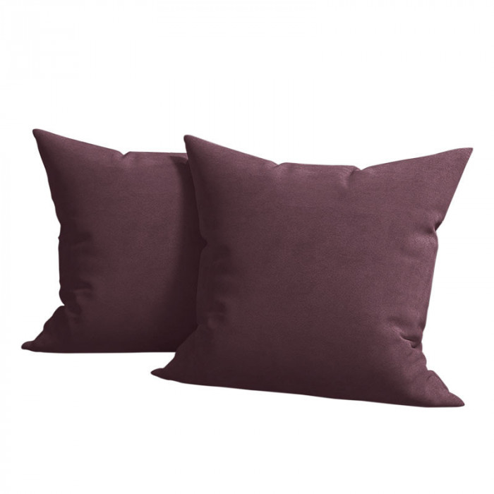 Set 2 huse pernute decorative din catifea cu fermoar, 45x45 cm, Madison, densitate 700 g/ml, Regal purple