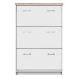 Cumpara ieftin Pantofar 3 compartimente pal alb stejar sonoma Topty 80x27x121 cm
