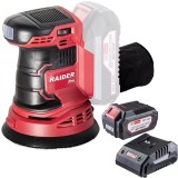 Raider RDP-SRSA20 + RDP-R20 - Slefuitor cu excentric 125 mm + Set 1 acumulator si incarcator Li-Ion 20 V 4 Ah