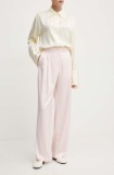 2NDDAY pantaloni 2ND Carter - Heavy Satin femei, culoarea roz, drept, high waist, 2244161279