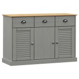 Cumpara ieftin Servanta cu sertare VIGO, gri, 113x40x75 cm, lemn masiv de pin