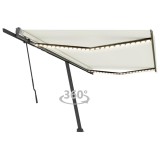 VidaXL Copertină retractabilă manual cu LED, crem, 500x350 cm