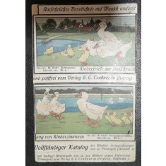 Carte postala, circulata, card de gaste cu pui, 1927