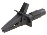 Bornă crocodil 10A neagră 25mm cu soclu 4mm