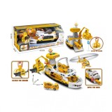 Barca pentru copii cu macara si catapulta culoare galbena Shark Attack