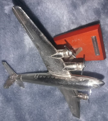 MACHETA AVION cu elice FOCKE-WULF FW200-CONDOR-1937,Metal argintat,macheta veche foto