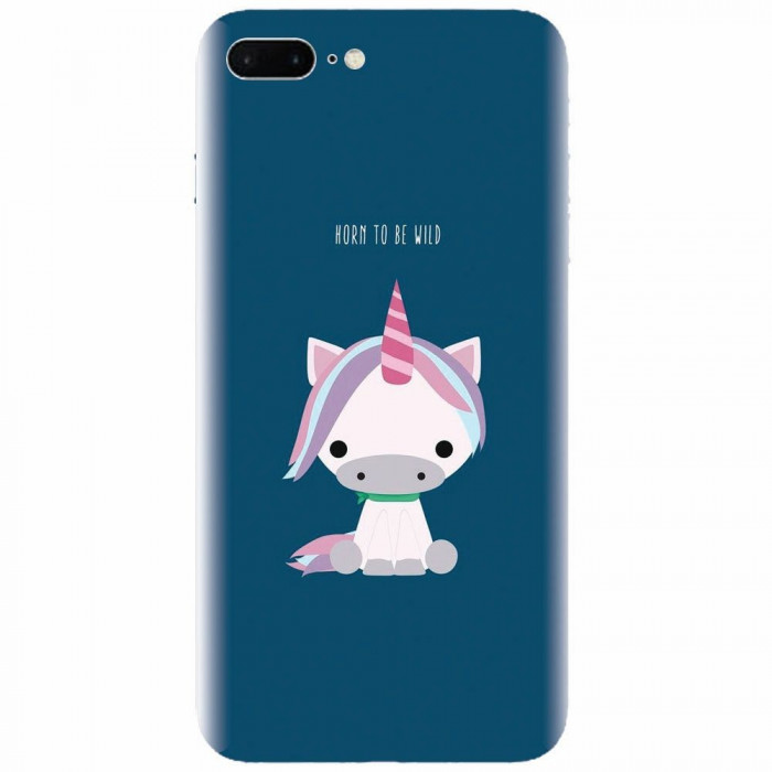 Husa silicon pentru Apple Iphone 8 Plus, Horn To Be Wild Cute Unicorn