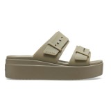 Sandale Crocs Women&rsquo;s Brooklyn Low Wedge Sandal Maro - Khaki