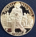 (S) JETON DIN ARGINT AUSTRIA - PROSIT NEUJAHR 1987, JETON DE NOROC PENTRU ANUL NOU, MARCAJ ARGINT 900 - PROOF