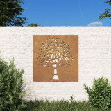 VidaXL Decor perete de grădină 55x55 cm design copac oțel Corten