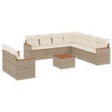 Cumpara ieftin Set canapele de gradina cu perne, 10 piese, bej, poliratan