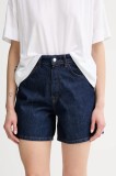 Marc O&#039;Polo pantaloni scurți culoarea bleumarin, uni, high waist, 5000006745