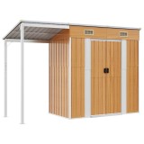Cumpara ieftin Sopron gradina, acoperis extins, maro, 277x107x181 cm, otel